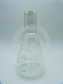 Glass labware, graduate Beute 250 ml, white background photo