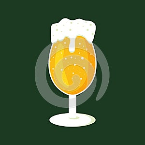 Glass Lager beer icon. Vector beer. Glass with beer isolated on background