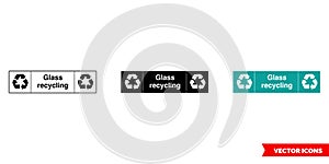 Glass landscape waste recycling sign icon of 3 types color, black and white, outline. Isolated vector sign symbol