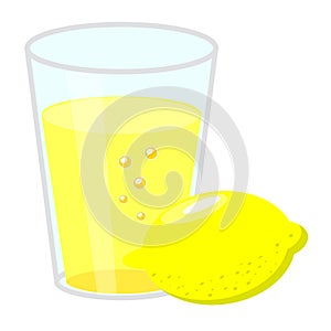 Glass of  lemon juice and lemon ftuit.