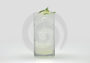 Glass of lemon juice with mint and ice