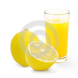 Glass of lemonade isolated on white