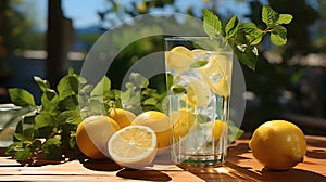 Glass of lemonade or lemon juice and cut fresh lemons