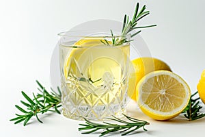 A glass of lemonade with a lemon slice on top
