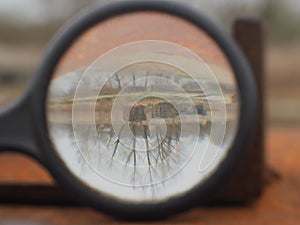 Glass lens round look low vision.