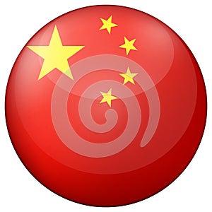 Glass light ball with flag of China. Round sphere, template icon. Chinese national symbol. Glossy realistic ball, 3D