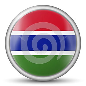 Glass light ball with flag of Gambia. Round sphere, template icon. Gambian national symbol. Glossy realistic ball, 3D abstract.