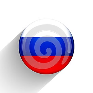 Glass light ball with flag of Russia. Round sphere, template icon. Russian national symbol. Glossy realistic ball, 3D