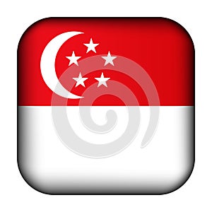 Glass light ball with flag of Singapore. Squared template icon. National symbol. Glossy realistic cube, 3D abstract