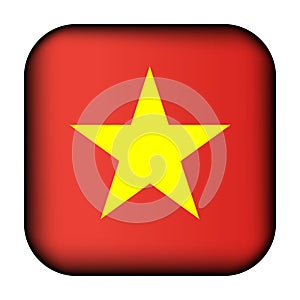 Glass light ball with flag of Vietnam. Squared template icon. Vietnamese national symbol. Glossy realistic cube, 3D