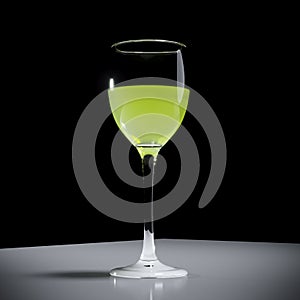Glass of lime on black background 3d render