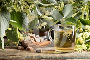 Glass of linden tea