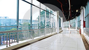 Glass lobby of modern builing