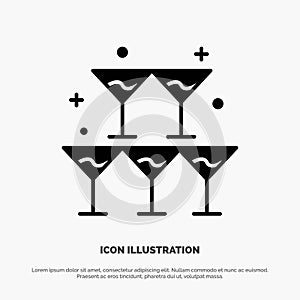 Glass, Love, Heart, Wedding solid Glyph Icon vector