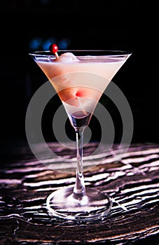 A glass of Lychee Martini cocktail