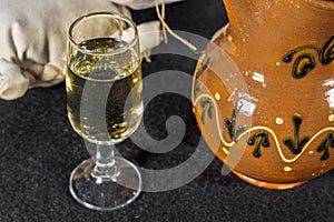 Glass of Manzanilla, fino sherry wine photo