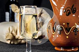 Glass of Manzanilla wine photo