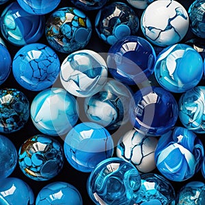 glass marbles blue perfectly connected photo pattern poster decor wallpaper design material