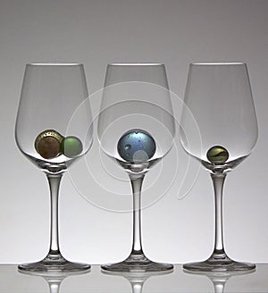 Glass Marbles in Wine Glasses