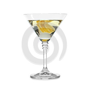 Glass of martini cocktail with lemon zest