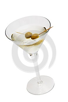 Glass with martini and olives