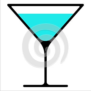 glass for martini or vodka or other cocktail. vector illustration, flat style, sign, icon