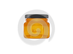 Glass mason jar of honey in modern flat vector illustration