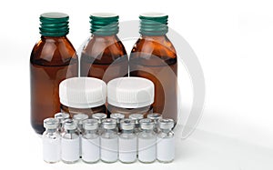 Glass medical vials of biotech drugs photo