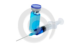 Glass Medicine Vial botox or flu with medical Syringe