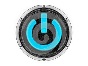 Glass and metal circle power symbol