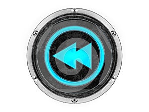 Glass and metal circle rewind symbol