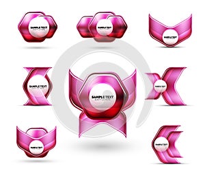 Glass metallic glossy shiny abstract techno shapes for your message or business presentation elements