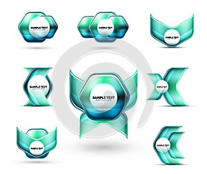 Glass metallic glossy shiny abstract techno shapes for your message or business presentation elements