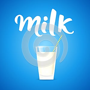 Glass of milk on a blue background