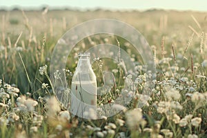 Glass milk bottle, milk and dairy, drink, food and meal