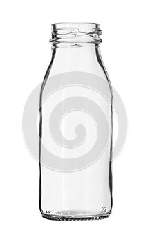 Glass Milk Bottle no Cap isolated on white background