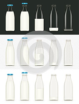 Glass milk bottle. Vector illustration.