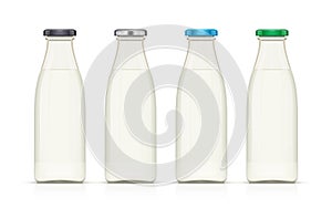 Glass milk bottle. Vector illustration.