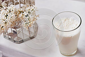 Glass milk and bowl of white insipidity.