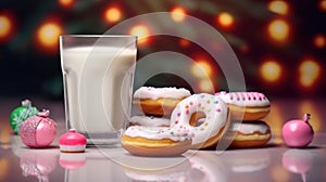 Glass of milk and cookies. Christmas Concept With a Copy Space.