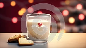 Glass of milk and cookies. Christmas Concept With a Copy Space.