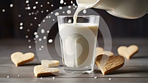 Glass of milk and cookies. Christmas Concept With a Copy Space.