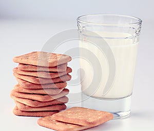 Glass of milk and crackers
