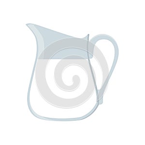 Glass milk jug. Flat style. Dairy beverage product.