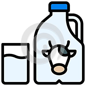 Glass of milk and milk gallon icon