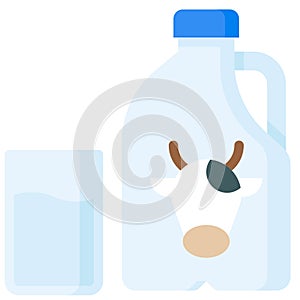 Glass of milk and milk gallon icon