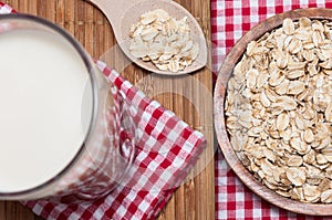 Glass of milk and oat