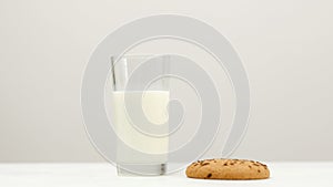 Milk glass cookie tasty snack evening food