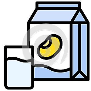 Glass of milk and soymilk carton icon