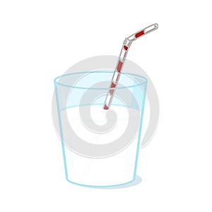 Glass of milk and straw illustration